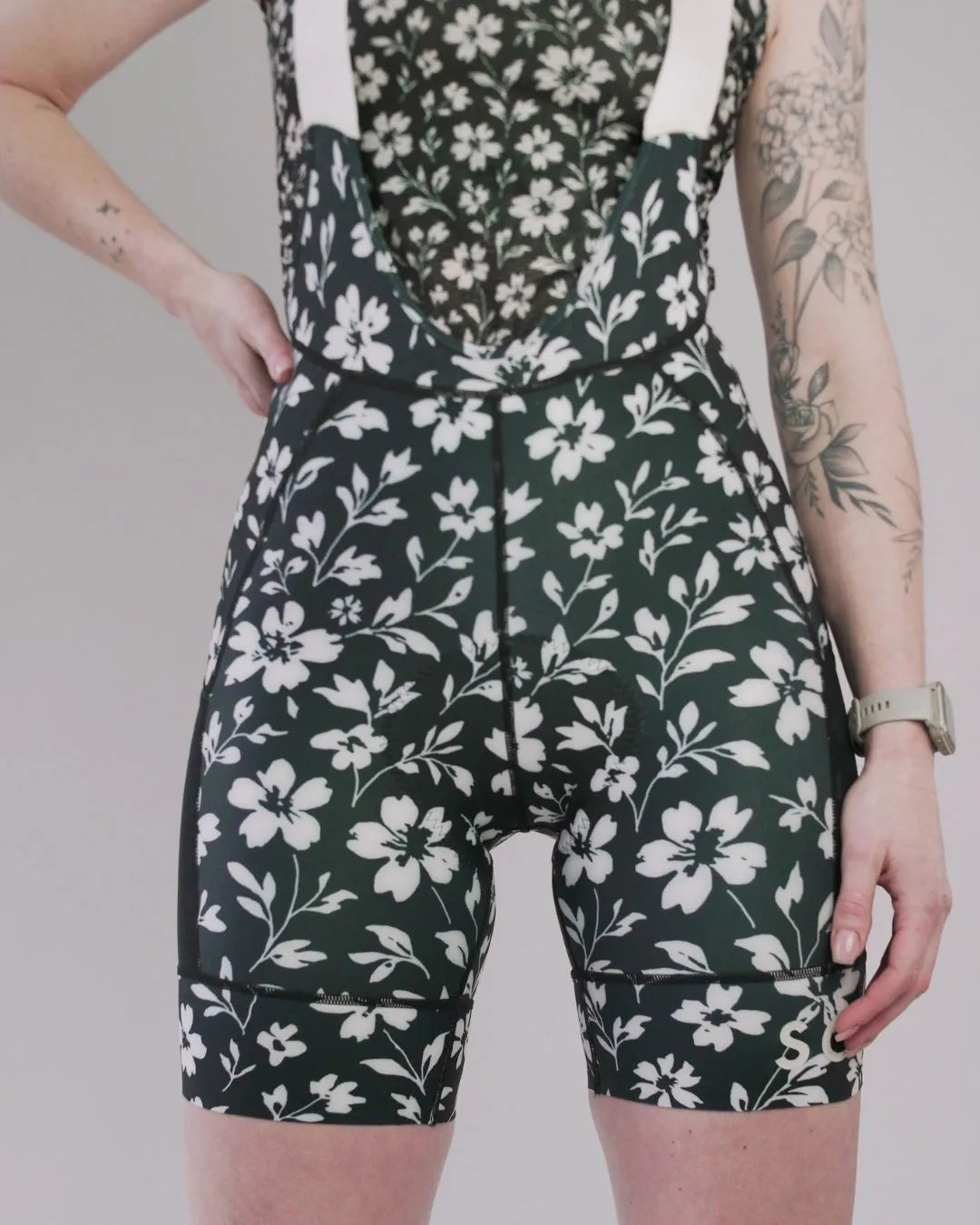 Adventure Bib Shorts - Black Floral Maze