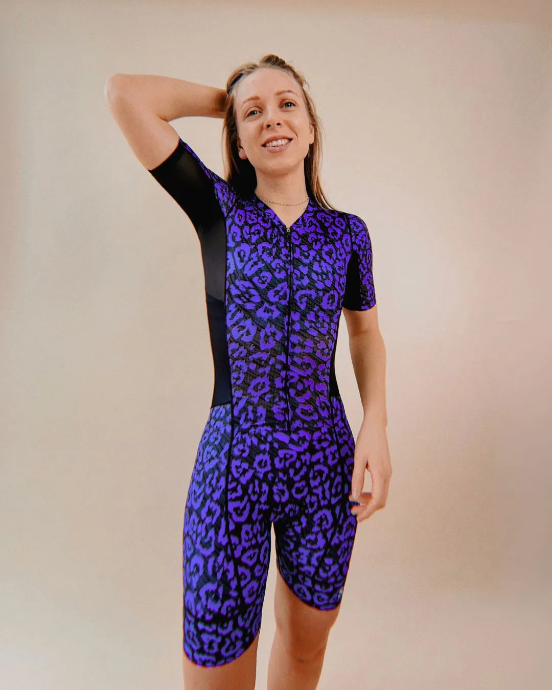 Performance Tri Suit - Iris Leopard, Tri Suit, Samsara Cycle, Cycling Apparel & Accessories