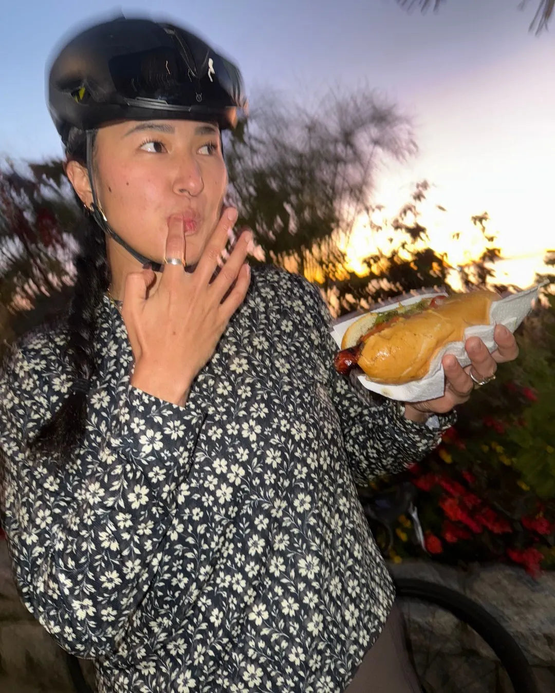 Gravel Long-Sleeve Mesh Tee - Black Floral Maze