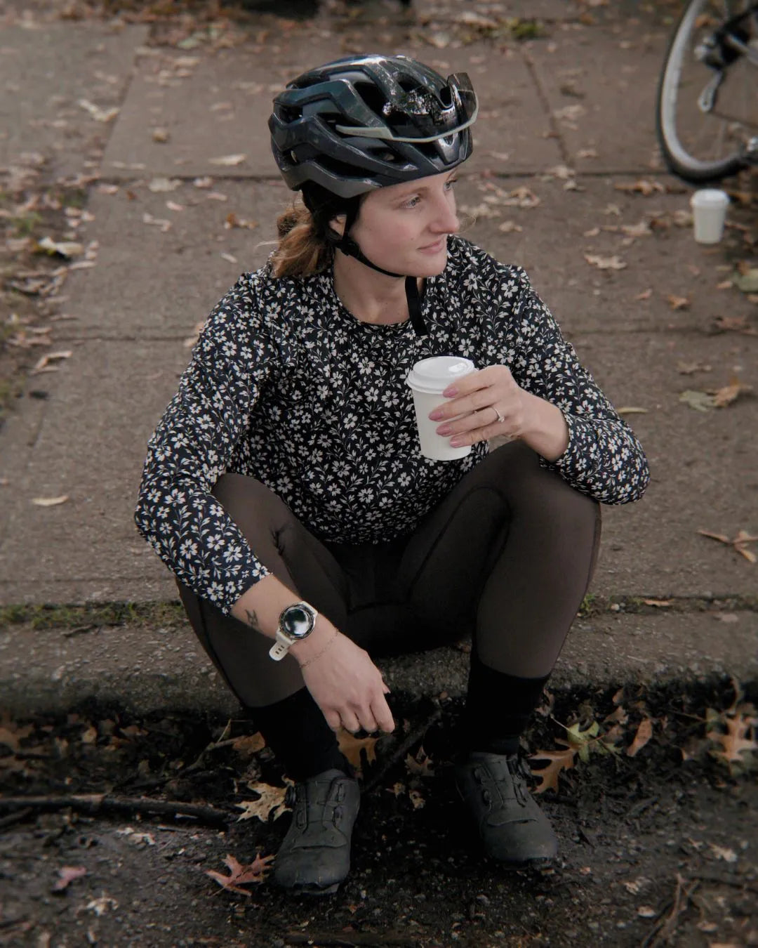Gravel Long-Sleeve Mesh Tee - Black Floral Maze