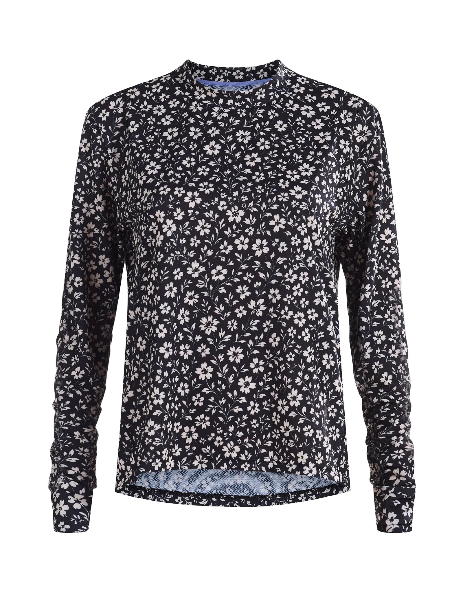 Gravel Long-Sleeve Mesh Tee - Black Floral Maze