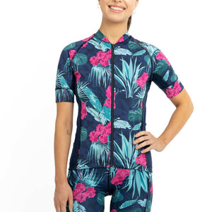 Women's Cycling Jersey - Breathable, Wicking, Tropical Navy