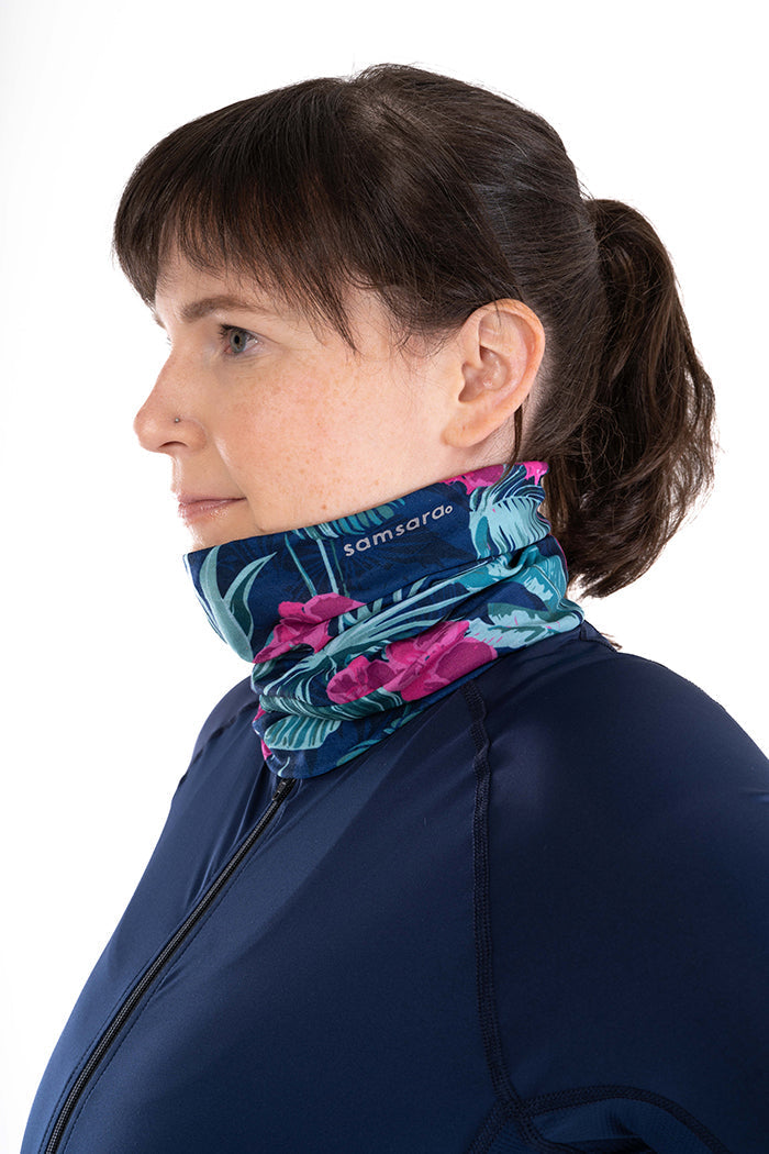 Women's Neck Warmer - Super Soft, Moisture Wicking, Tropical Navy