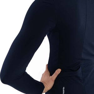 Women's Long-Sleeve Cycling Jersey - Three Pockets, Navy