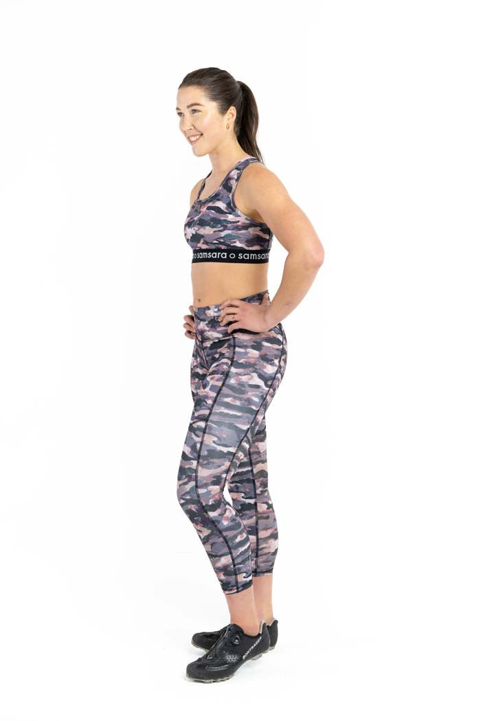 Padded Indoor Cycling Tights For Women - Super Soft, Artist Camo