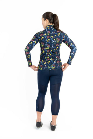 Women's Long-Sleeve Cycling Jersey - Three Pockets, Winter Floral
