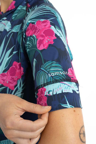 Women's Cycling Jersey - Breathable, Wicking, Tropical Navy