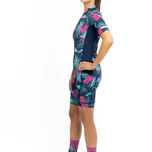 Women's Cycling Jersey - Breathable, Wicking, Tropical Navy