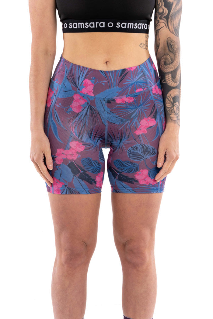 Women's Cycling Liner Shorts - Lightweight, Padded, Tropical Rose