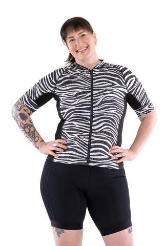  Women's Cycling Jersey - Breathable, Moisture Wicking, Zebra