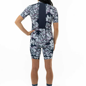 Women's Cycling Jersey - Breathable, Moisture Wicking, Navy Bloom